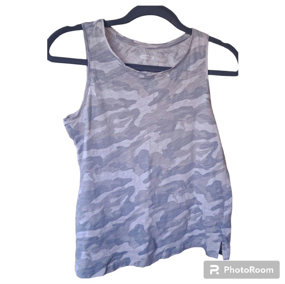Old Navy Thin Camouflage Tank Top Shirt Sz XS tan & gray